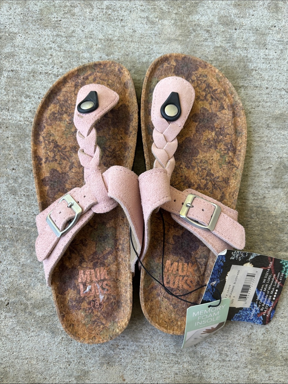 Muk Luks Marsha Pink Braided Toe-Post Sandals with Buckle - Picture 4 of 11